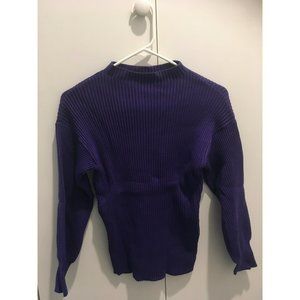 Purple, ribbed sweater with 3/4 balloon arm from INC International Concepts, S